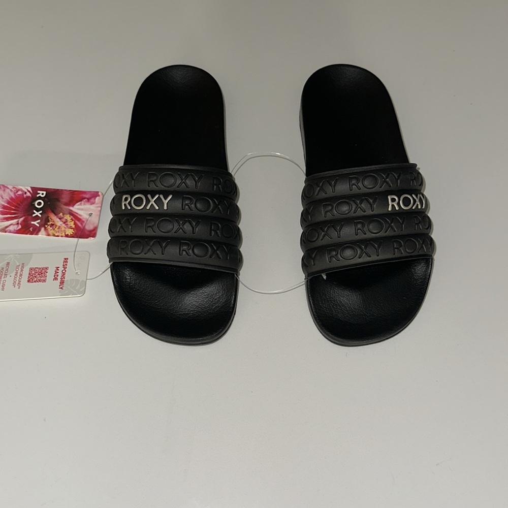 ROXY Black Logo Casual Everyday Slippy Slides Sandals 6 - Picture 3 of 5